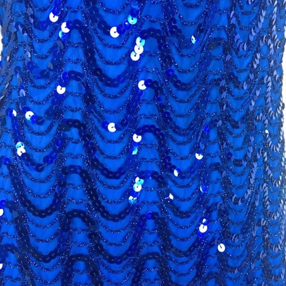 Vintage 60’s-70’s Mike Benet Formals Blue Strapless Sequin Evening Dress, xs fit - Picture 6 of 13